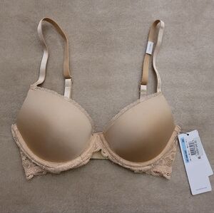Calvin Klein Seductive Beige Comfort Lace Demi Bra Size 30C NWT